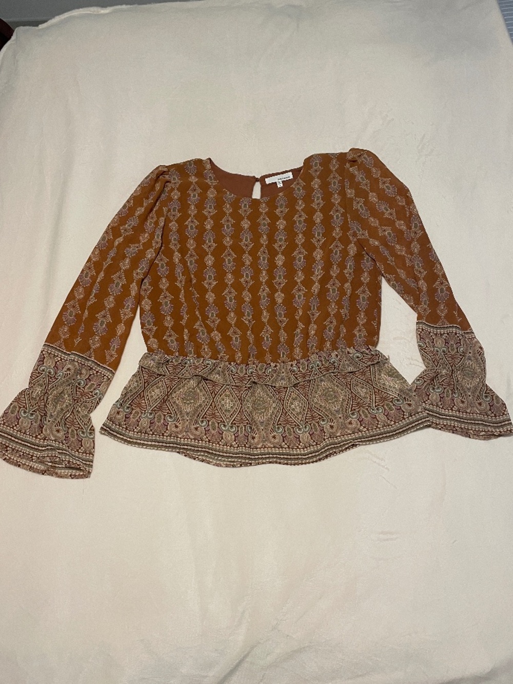 june & hudson burnt orange blouse